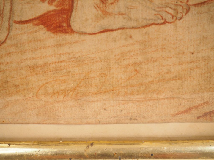 	Ecole de Carl Van Loo   « Etude de nus masculins »  Dessin à la sangu