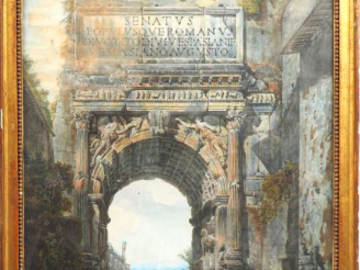 Vente aux enchères Abraham Ducros (attribué à) « Personnages cheminant sous l’arc de trio