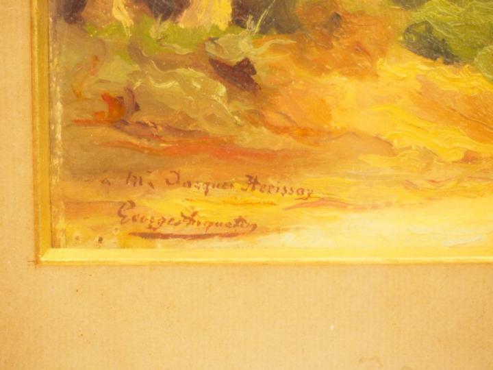 	Georges ANQUETIN.  « Paysage provençal » Huile sur papier.  Signée en
