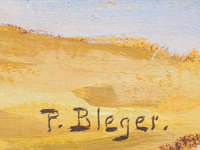 P. BLEGER  « Les cocotiers » Huile sur toile. Signée en bas à droite 4