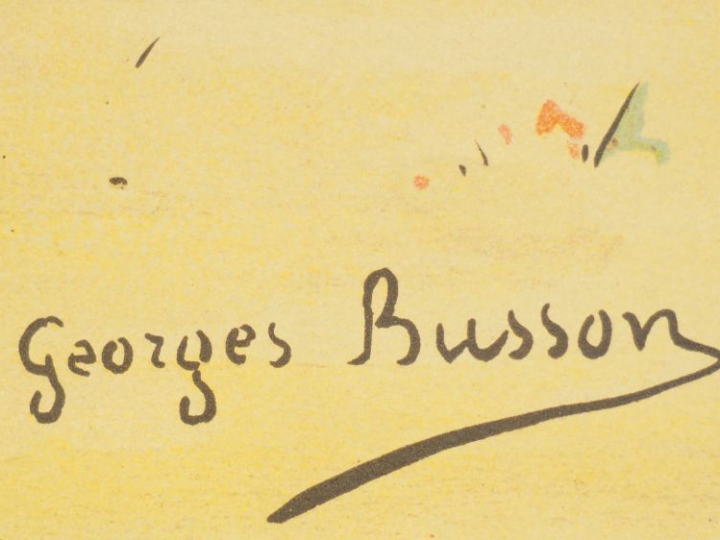 Georges BUSSON  « Course de chevaux ».  Lithographie.