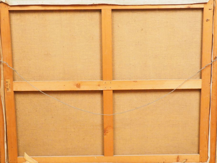 L. ABELOUS  « Bistrot sur la plage à Collioure » Huile sur toile. Sign