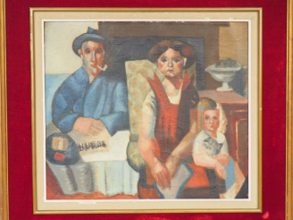 Vente aux enchères Roger BISSIERE  "Portrait de famille" Huile sur toile. Signée en bas à