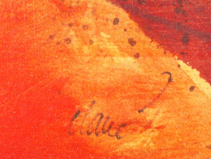 Antoni CLAVÉ  "Nature morte sur fond rouge" Huile sur papier marouflée