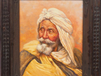 Vente aux enchères Louis GRANATA  "Portrait d'arabe" Huile sur panneau. Signée en bas à d