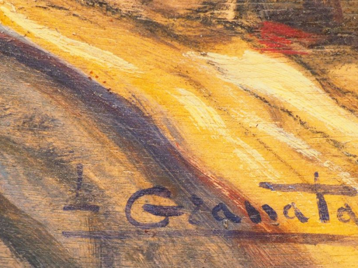Louis GRANATA  "Portrait d'arabe" Huile sur panneau. Signée en bas à d