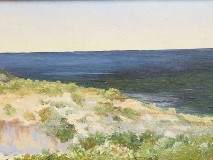 M. HALAY. « Vue de Belle-Ile en mer » Paire d’huiles sur toile. Signée
