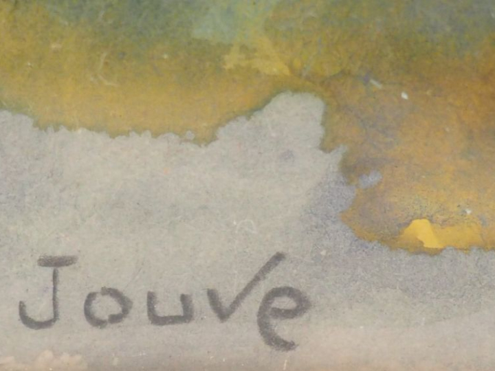 	Paul JOUVE « Paon » Aquarelle gouachée.  Signée en bas à gauche. 22,3