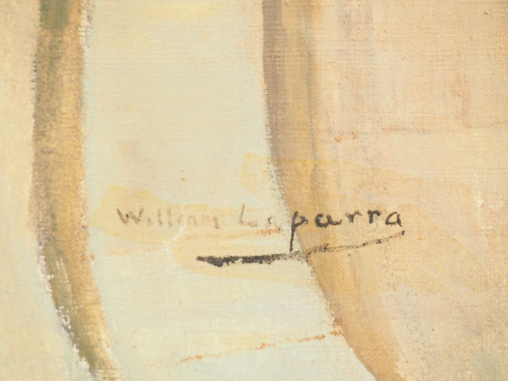 	W. LAPARRA « La partie de pelote » Huile sur toile. Signée en bas à g