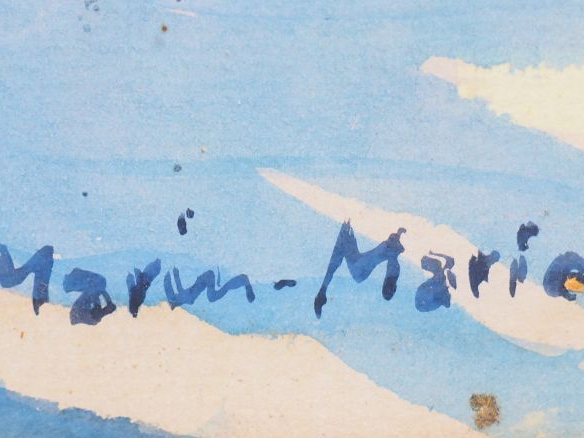 MARIN-MARIE « Le Valmy" Gouache.  Signé en bas à droite.  59,5 x 97,5 