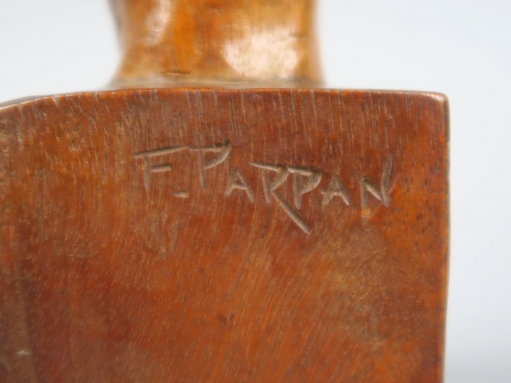 Ferdinand PARPAN "Beethoven" Sujet en bois sculpté.  Signé.  H. 23 cm 