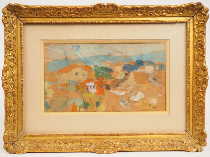 Jean POUGNY "Paysage" Aquarelle gouachée.  Signée en bas à droite.  Po