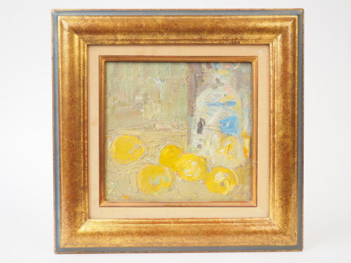 Jacques TRUPHÉMUS "Le flacon d'opaline" Huile sur papier. Signée en ba