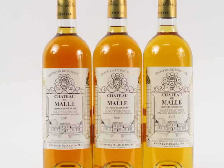 3 BOUTEILLES CHÂTEAU DE MALLE CC SAUTERNES - 2007