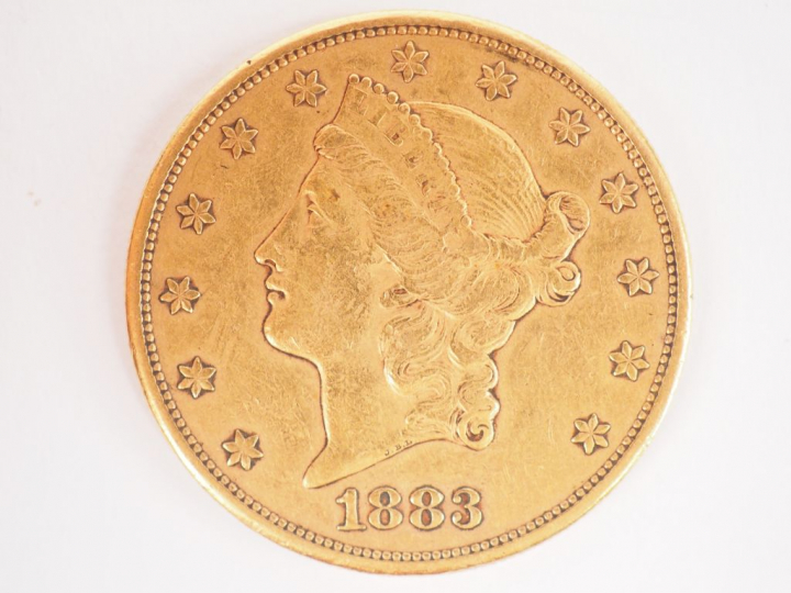Pièce de 20 Dollars en or, 1883. FRAIS ACHETEURS 5% TTC