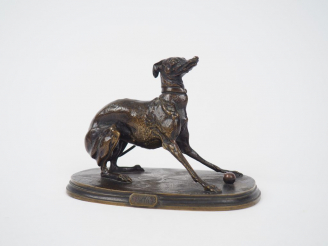 Vente aux enchères P.J. MENE. 'Giselle'. Sculpture en bronze à patine brune, signée. Dim.