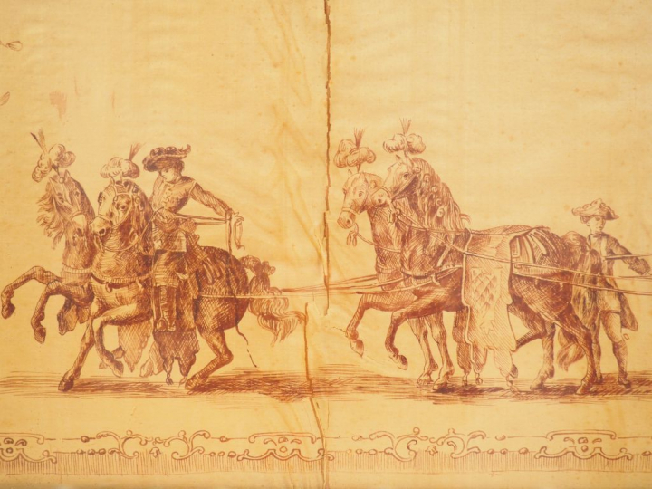 Ecole française XIXème. "Char de Bacchus pour le mariage du dauphin en