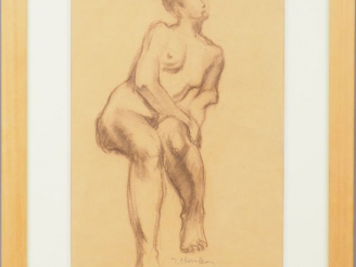 Vente aux enchères Jean CHEVOLLEAU. 'Nue'. Dessin, signé en bas à droite. Dim. : 37 x 26 
