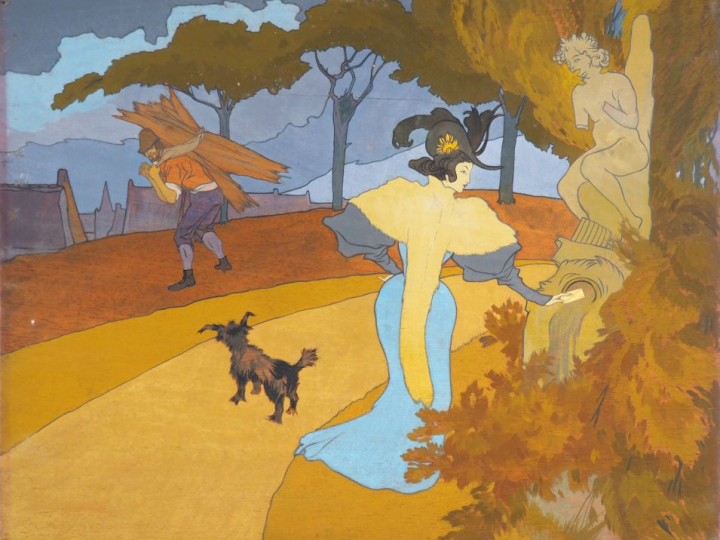 Georges de FEURE. 'Le billet' et 'La promenade en barque'. Huiles sur 