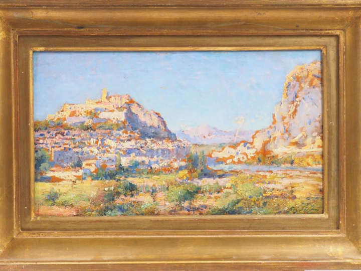 Julien Gustave GAGLIARDINI. 'Sisteron'. Huile sur panneau, signée en b