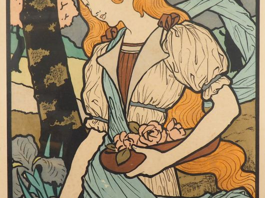 Eugène GRASSET. Lithographie en couleurs monogrammée. 'Allégorie de fl