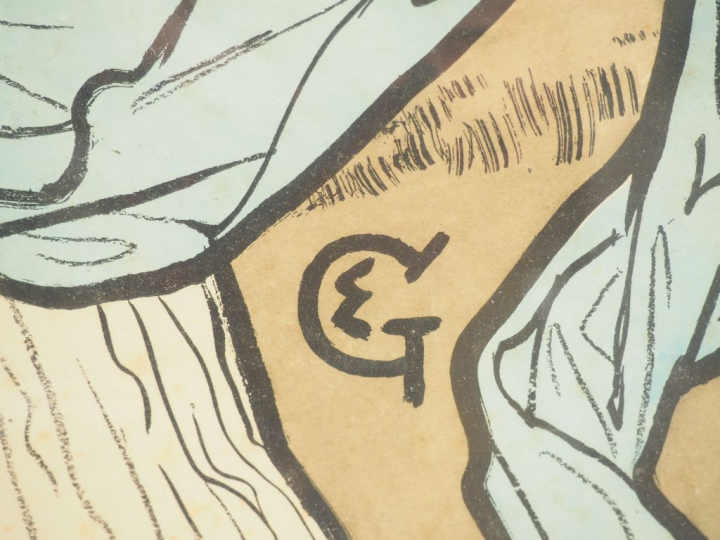 Eugène GRASSET. Lithographie en couleurs monogrammée. 'Allégorie de fl