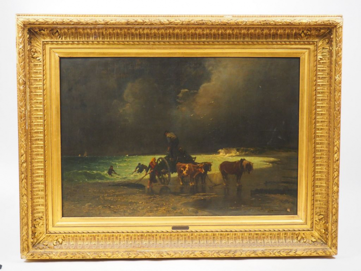 Jules HEREAU. 'Les varechs'. Huile sur toile, signée en bas à droite. 