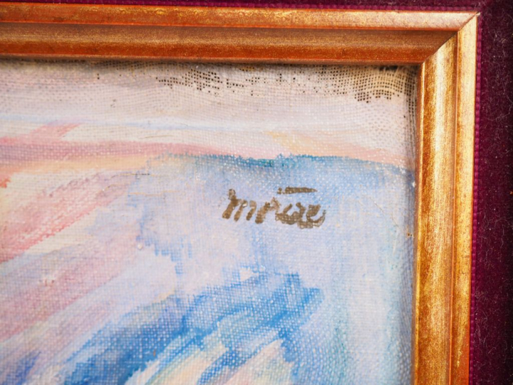 René MORERE. "Le baptême" Huile sur toile, signée en haut à gauche. Di