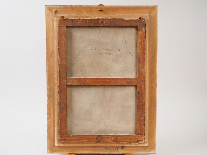 René MORERE. "Le baptême" Huile sur toile, signée en haut à gauche. Di