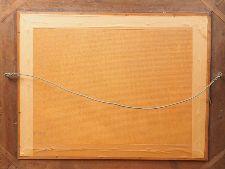 Blanche ODIN. 'Hortensias bleus et arrosoir en cuivre rouge'. Aquarell