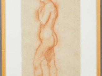 Vente aux enchères Manuel ORTIZ DE ZARATE. 'Nue de profil'. Dessin à la sanguine. Signé e