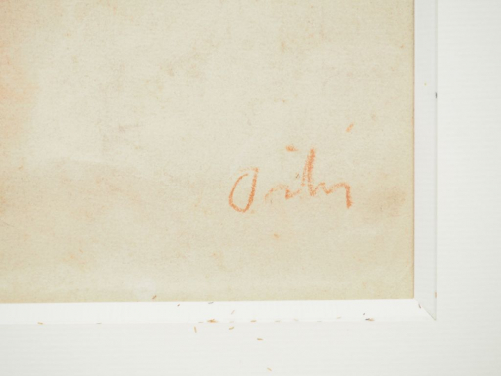 Manuel ORTIZ DE ZARATE. 'Nue de profil'. Dessin à la sanguine. Signé e