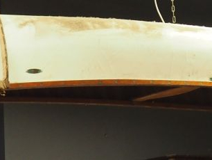 Pierre MATONAT. Canöe en acajou avec ses accessoires.