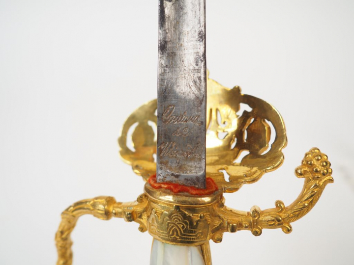 Belle épée de cour ou de fonctionnaire civil mi XIXème. Lame triangula