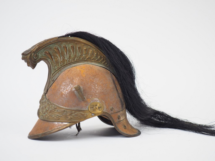 Casque troupe modèle 1874 de cuirassier, manque marmouset et jugulaire