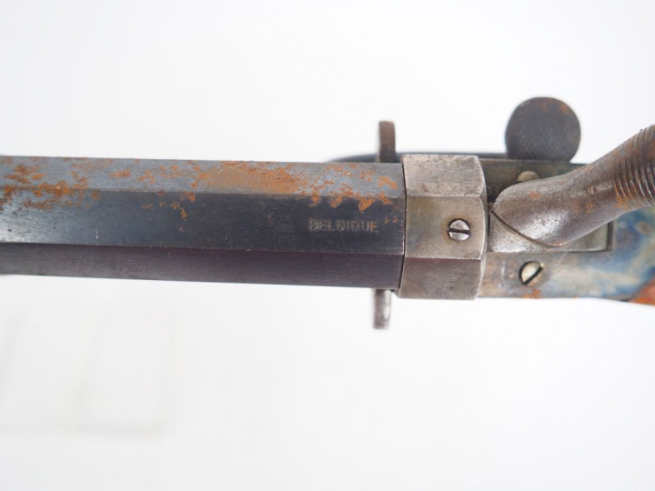 Belle carabine Belge basculante à coffre et à chien calibre 410 numéro