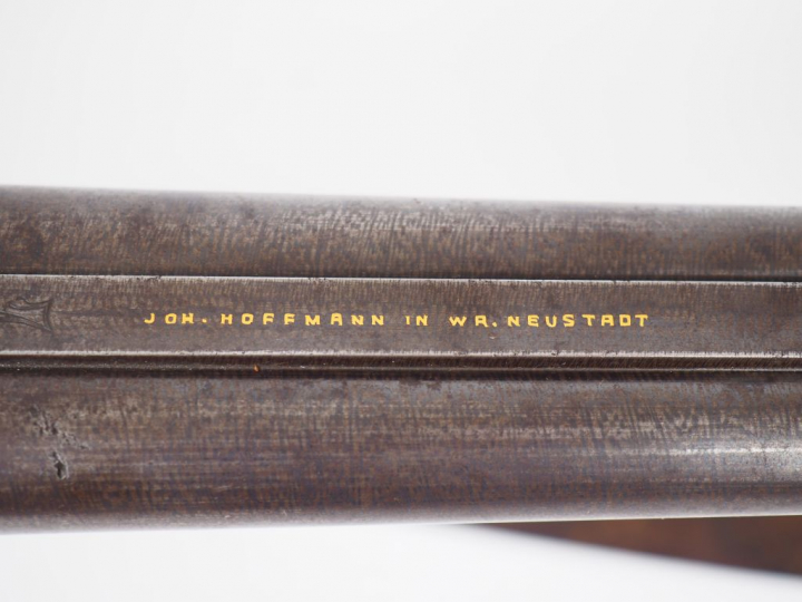 Très joli fusil juxtaposé à broche en calibre 16 nr 1475.Canons en dam