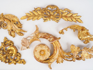 Vente aux enchères Différents bois sculptés et dorés XVIIIème ou XIXème. Dim. 71 x 37,5 c