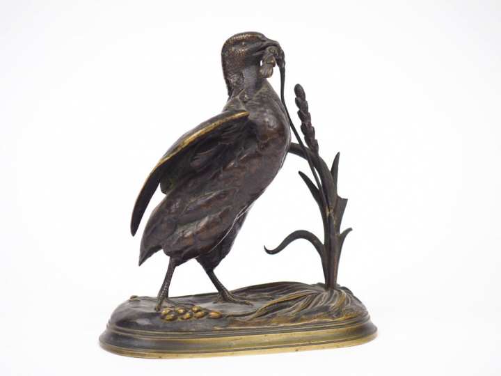 Jules MOIGNIEZ  "Faisan" Sujet en bronze à patine brune.  Signé. 18,5 