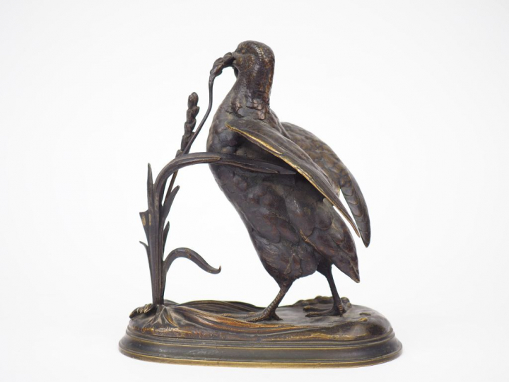 Jules MOIGNIEZ  "Faisan" Sujet en bronze à patine brune.  Signé. 18,5 