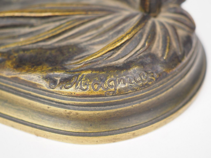 Jules MOIGNIEZ  "Faisan" Sujet en bronze à patine brune.  Signé. 18,5 