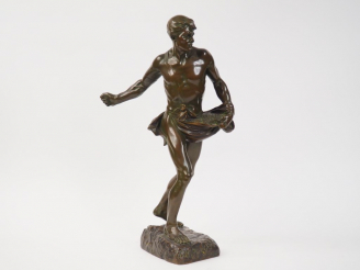 Vente aux enchères Henri Désiré GAUQUIE "Fac et Spéra, le semeur". Sculpture en bronze à 