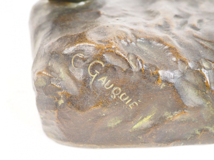 Henri Désiré GAUQUIE "Fac et Spéra, le semeur". Sculpture en bronze à 