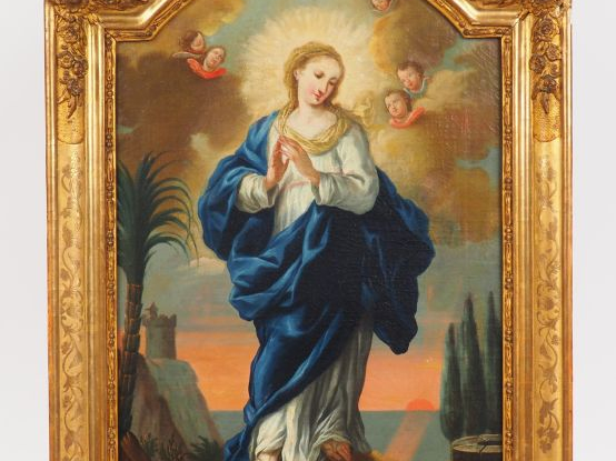 Ecole française ou italienne fin XVIIIème-début XIXème. 'Vierge en maj