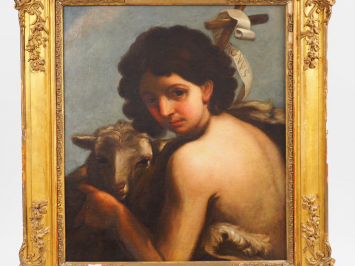 Ecole française XIXème  "Saint Jean Baptiste" Huile sur toile 68 x 56 