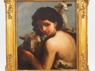Vente aux enchères Ecole française XIXème  "Saint Jean Baptiste" Huile sur toile 68 x 56 