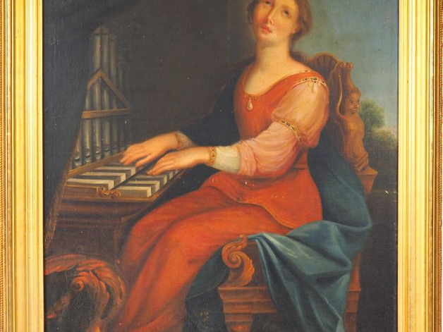 Ecole française vers 1850  "Sainte Cécile" Huile sur toile      98 x 7