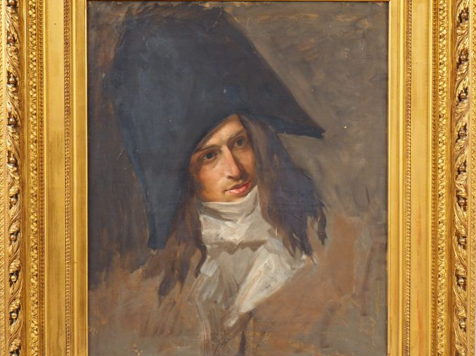 Ecole française vers 1850  "Incroyable du Directoire" Huile sur toile.