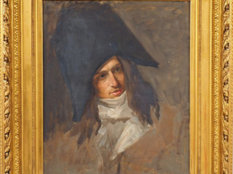 Vente aux enchères Ecole française vers 1850  "Incroyable du Directoire" Huile sur toile.
