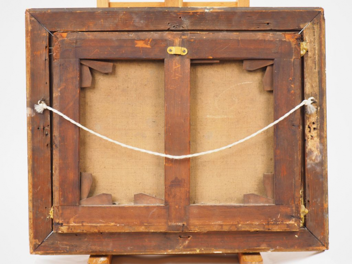 Ecole française XIXème  "Paysage animé" Huile sur toile. Signée en bas